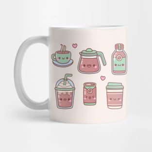 Cute Hot Coffee Iced Coffee Doodles Mug